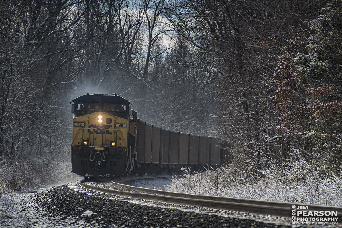 January 10, 2016 - CSX engine 99  heads up a empty coal train as it heads north on the Paducah and Louisville Railway at Richland, Ky. - Tech Info: 1/800 | f/5.3 | ISO 110 | Lens: Nikon 70-300 @ 230mm with a Nikon D800 shot and processed in RAW.