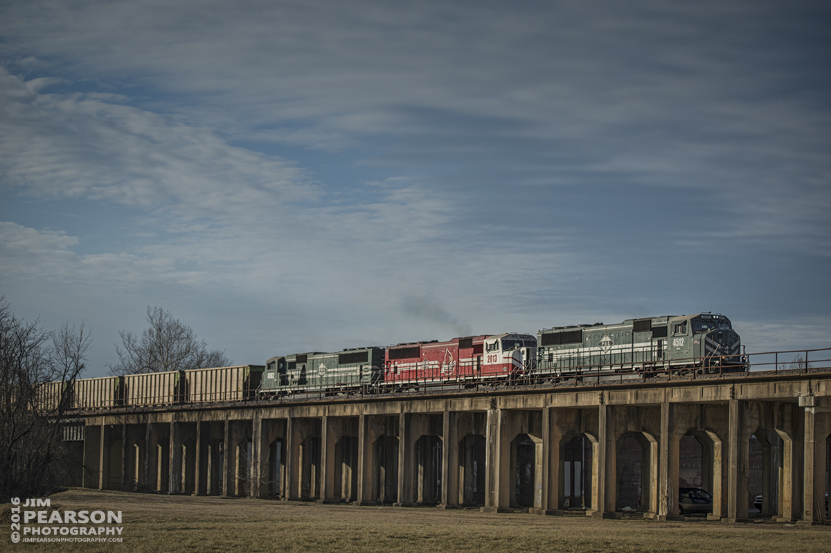January 19, 2016 - Paducah and Louisville Railways loaded coal train WW2, with engines 4512, 2013 and 4502 as power, make their way north at Central City, Ky.  - Tech Info: 1/1250 | f/4.5 | ISO 100 | Lens: Nikon 70-300 @ 75mm with a Nikon D800 shot and processed in RAW.
