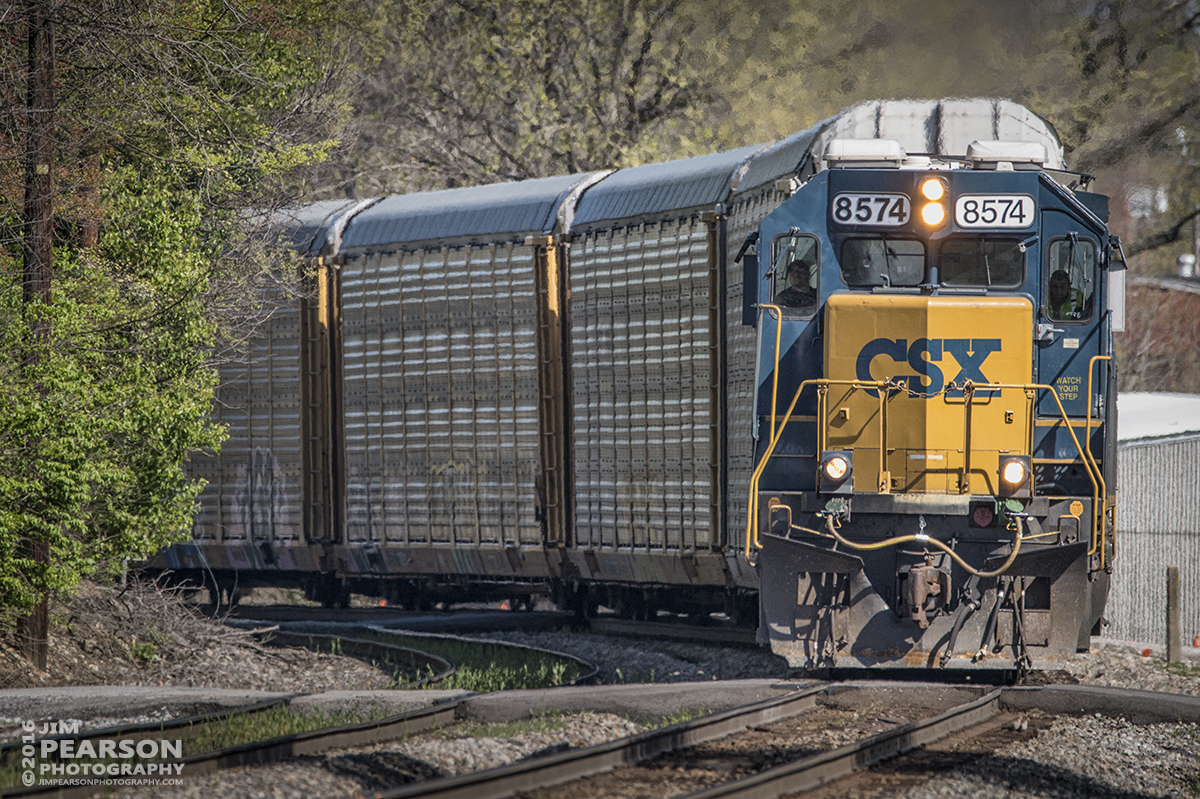 April 13, 2016 - CSXT 8574 rounds a curve as it heads south at Princeton, IN with a manifest train toward Evansville, IN. - Tech Info: 1/2000 | f/6 | ISO 1250 | Lens: Sigma 150-600 @ 500mm on a Nikon D800 shot and processed in RAW.