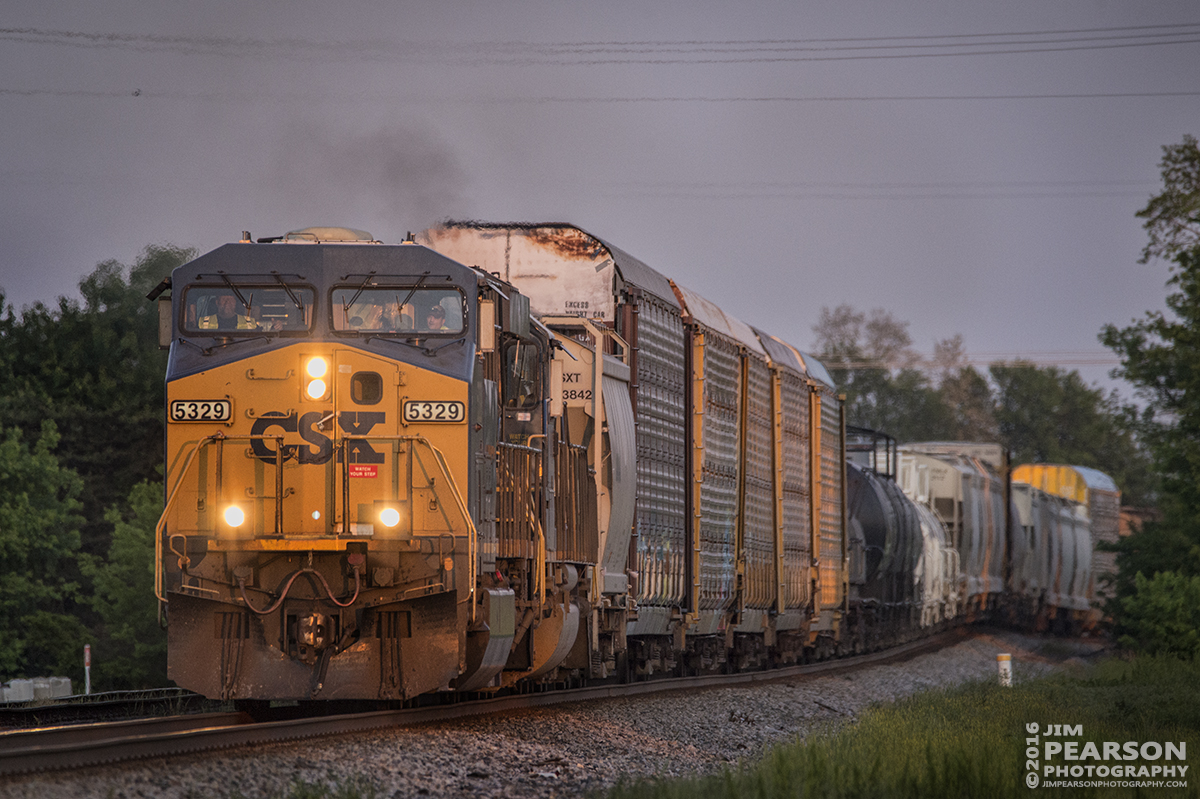 May 6, 2016 - CSX Q294 chases the sunset as it heads toward the north end of  Trenton, Ky on its way north on the Henderson Subdivision with its manifest train. - Tech Info: 1/640 | f/6.3 | ISO 1800 | Lens: Sigma 150-600 @ 600mm on a Nikon D800 shot and processed in RAW.