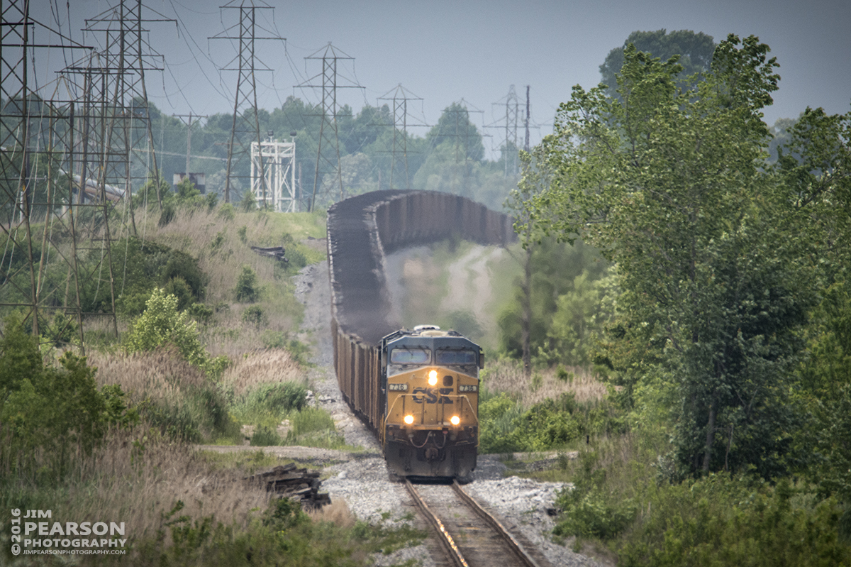 May 10, 2016 - CSX N013 makes it's way down the Warrior Coal lead as it heads toward Madisonville, Ky with it's freshly loaded coal train. It was then combined with another coal train with a DPU added for it's trip on south on the Henderson Subdivision. - Tech Info: 1/2000 | f/9 | ISO 1600 | Lens: Sigma 150-600 with a Sigma 1.4 teleconverter @ 850mm on a Nikon D800 shot and processed in RAW.
