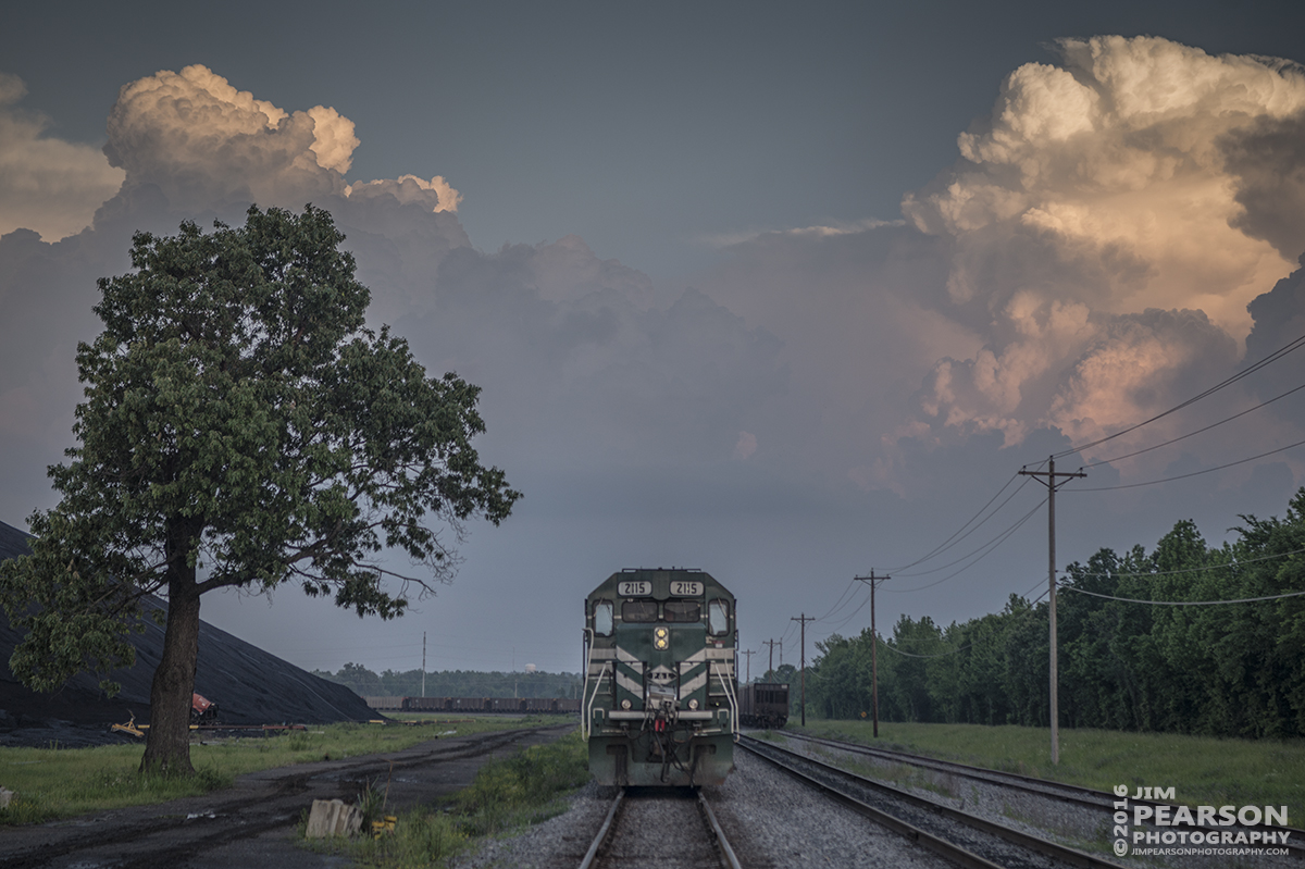 May 10, 2016 - A Paducah and Louisville Railway DPU coal train rounds the loop at the Calvert City Loadout at Calvert City, Kentucky. I think this is the first time I can recall finding a PAL train with DPU units. It had four on the front and four on the rear of the train as it moved through the loop. - Tech Info: 1/1250 | f/5 | ISO 140 | Lens: Sigma 24-70 @ 70mm on a Nikon D800 shot and processed in RAW.