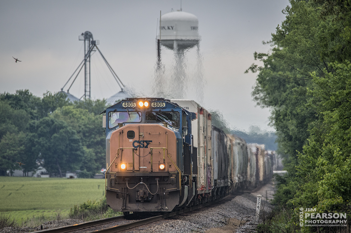 May 18, 2016 - CSX Q294 (used to be Q514) (Nashville, TN - Indianapolis, IN) heads south out of Trenton, Ky as it passes milepost 242 on the Henderson Subdivision with its load. - Tech Info: 1/400 | f/6.3 | ISO 1000 | Lens: Sigma 150-600 @ 600mm on a Nikon D800 shot and processed in RAW.