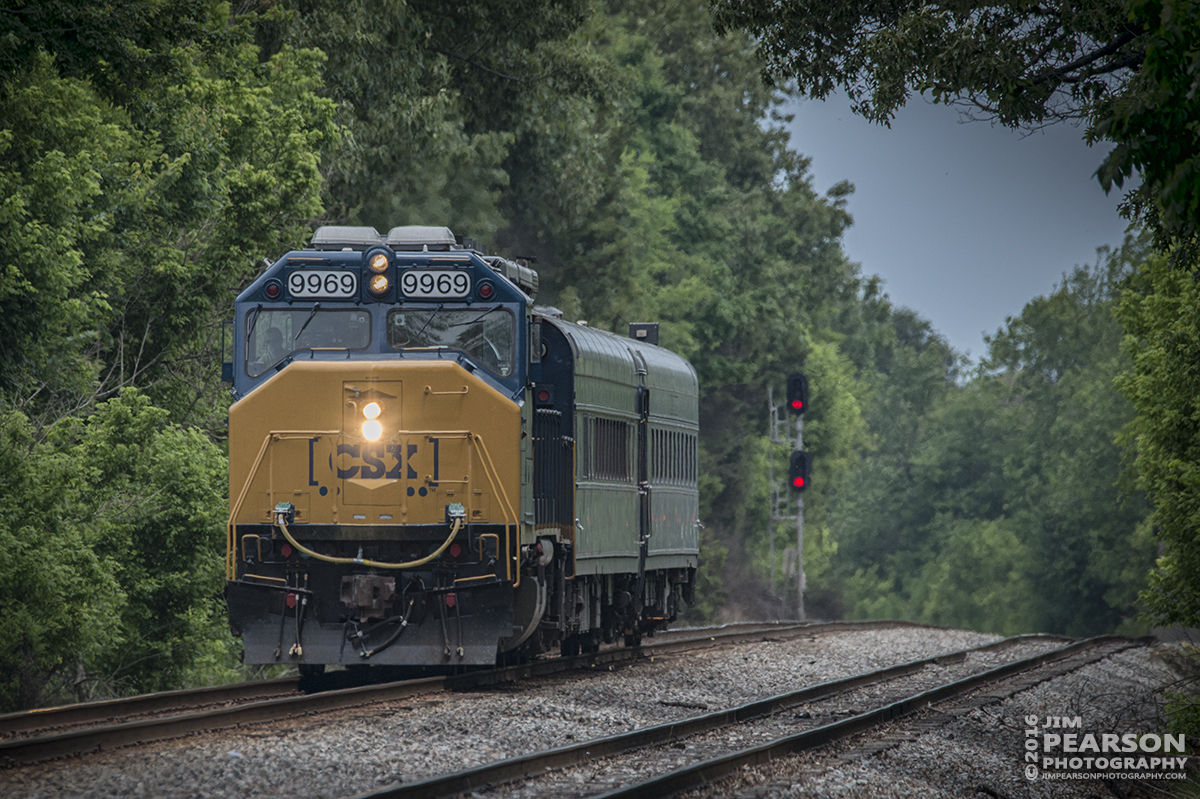 May 25, 2016 - CSX Geometry Train W003 heads south at Hanson, Ky on the Henderson Subdivision with CSXT engine 9969, the Hocking Car and Track Geometry Car TGC3.  - Tech Info: 1/1250 | f/9 | ISO 900 | Lens: Sigma 150-600 @ 550mm on a Nikon D800 shot and processed in RAW.