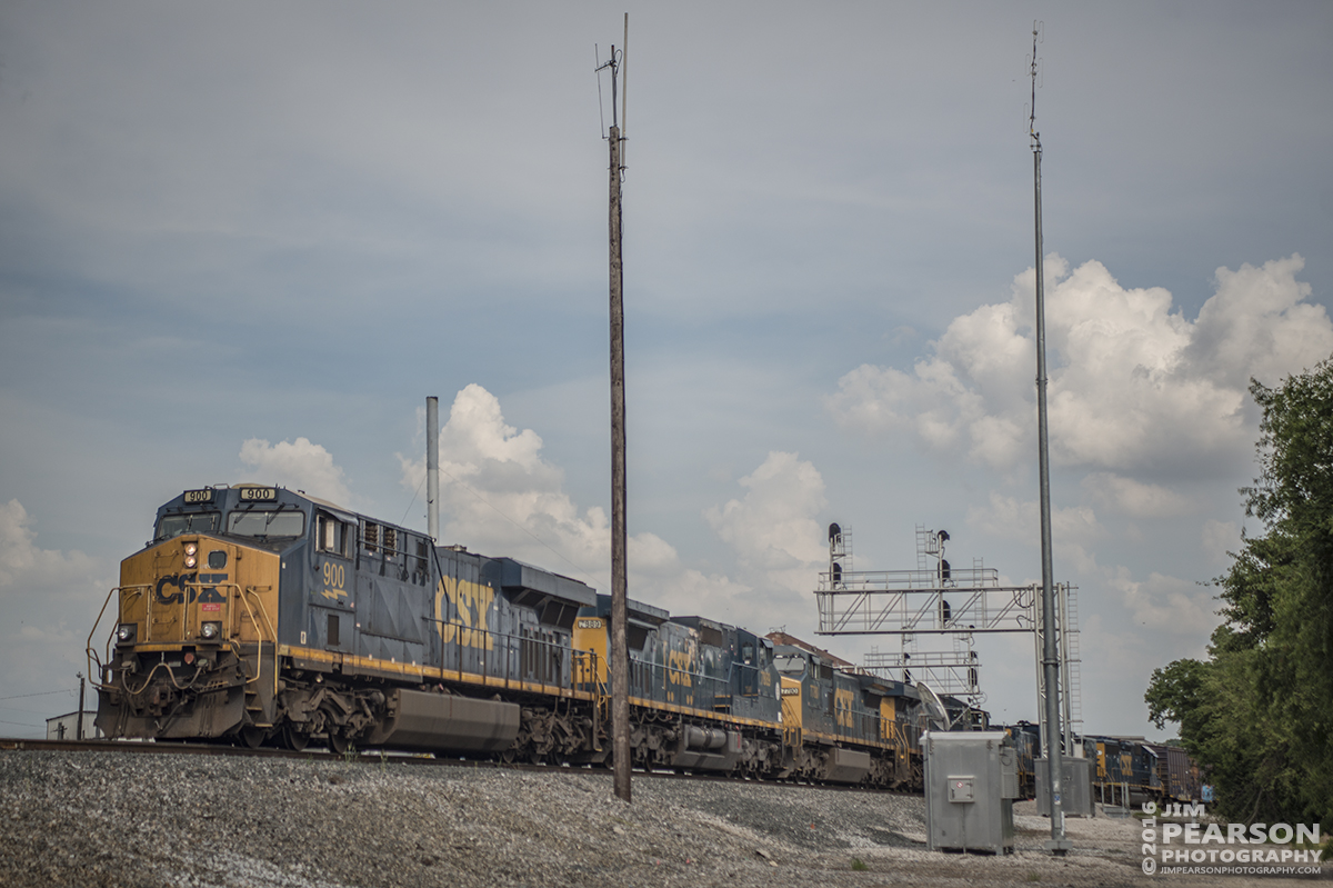 June 1, 2016  CSX local J724-01 moves north at Henderson, Ky after combining Q586, (a total of 8 engines with unit 900 leading) with their train on the Henderson Subdivision, after the Q586 crew ran out of time before reaching Evansville, IN. - Tech Info: 1/3200 | f/2.8 | ISO 100 | Lens: Sigma 24-70 @ 70mm with a Nikon D800 shot and processed in RAW.