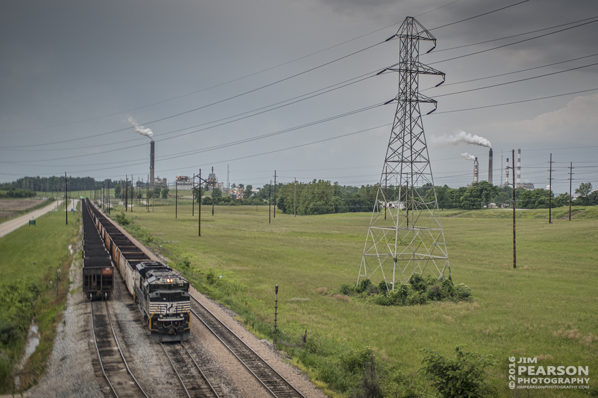 June 1, 2016  Norfolk Southern 1161 sits on the DPU end of a empty coal train at Squaw Creek as a loaded trains waits to move into the Alcoa Warrick Operations at Yankee Town Dock, just outside of Newburgh, Indiana. - Tech Info: 1/320 | f/2.8 | ISO 900 | Lens: Sigma 24-70 @ 40mm with a Nikon D800 shot and processed in RAW.