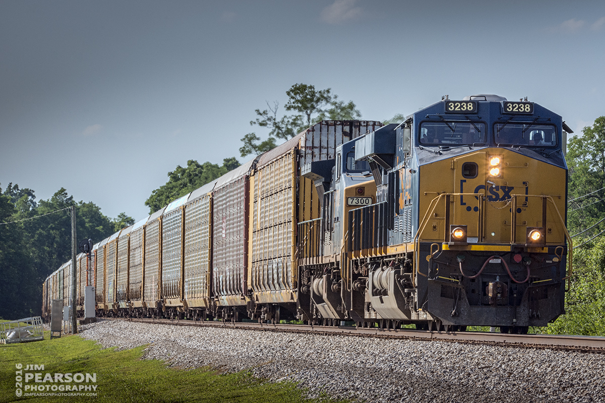 July 1, 2016  Autorack CSX Q241-30 (Detroit, MI - Louisville, KY) heads south on the Short Line (LCL Subdivision) at Crestwood, Ky. - Tech Info: 1/400 | f/20 | ISO 1100 | Lens: Sigma 150-600 @ 250mm with a Nikon D800 shot and processed in RAW.