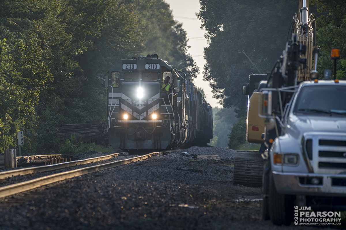 August 2, 2016  A Paducah and Louisville Railway local moves slowly over a newly replaced switch at the Pee Vee Spur, just south of West Yard in Madisonville, Ky as it makes its way north. - Tech Info: 1/1000 | f/6.3 | ISO 400 | Lens: Sigma 150-600 @ 320mm with a Nikon D800 shot and processed in RAW.