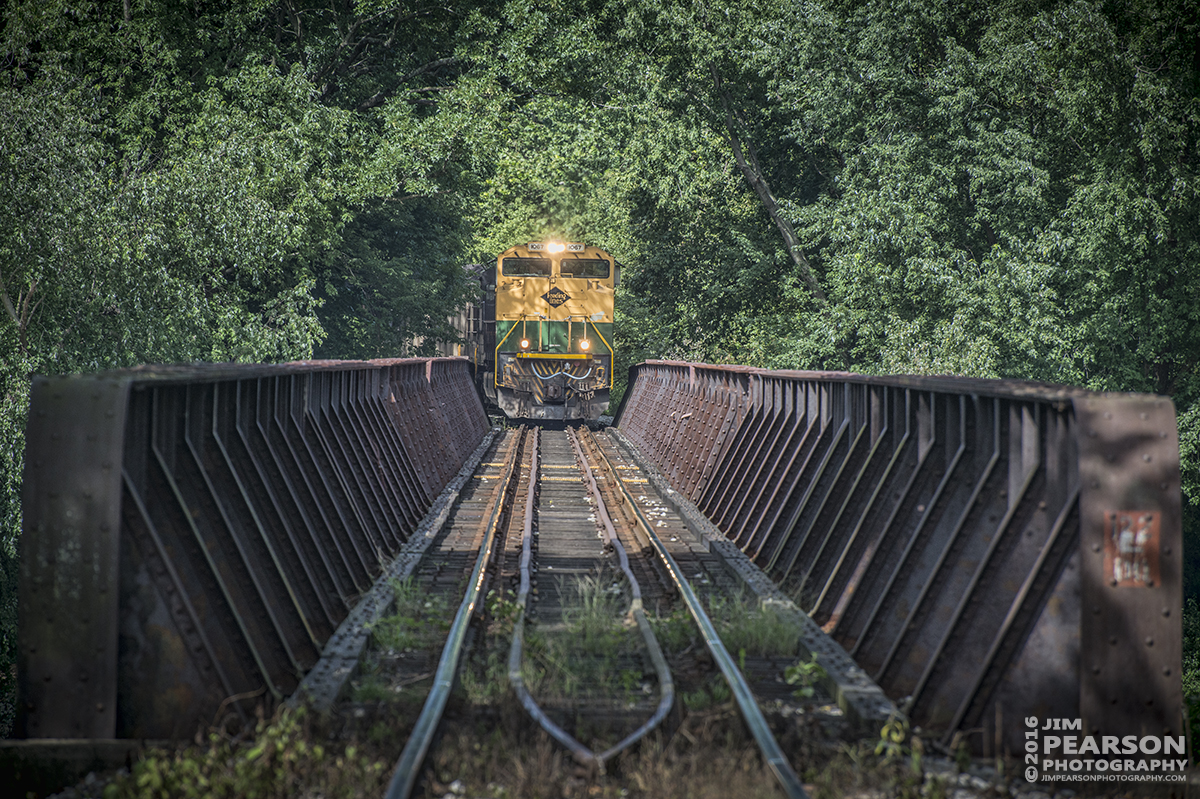 August 23, 2016 - Norfolk Southern, NS 1067 (EMD SD70ACe), the Reading Lines Heritage Unit, leads a loaded coal train as it pulls south across the White River Bridge at Petersburg, Indiana.