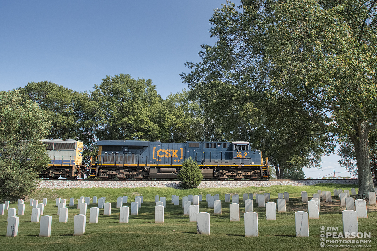 September 9, 2016 - CSX Q647 (Chicago, IL - Waycross, GA) passes through the Nashville National Cemetery in Madison, Tennessee on it's way south. - Nikon D800