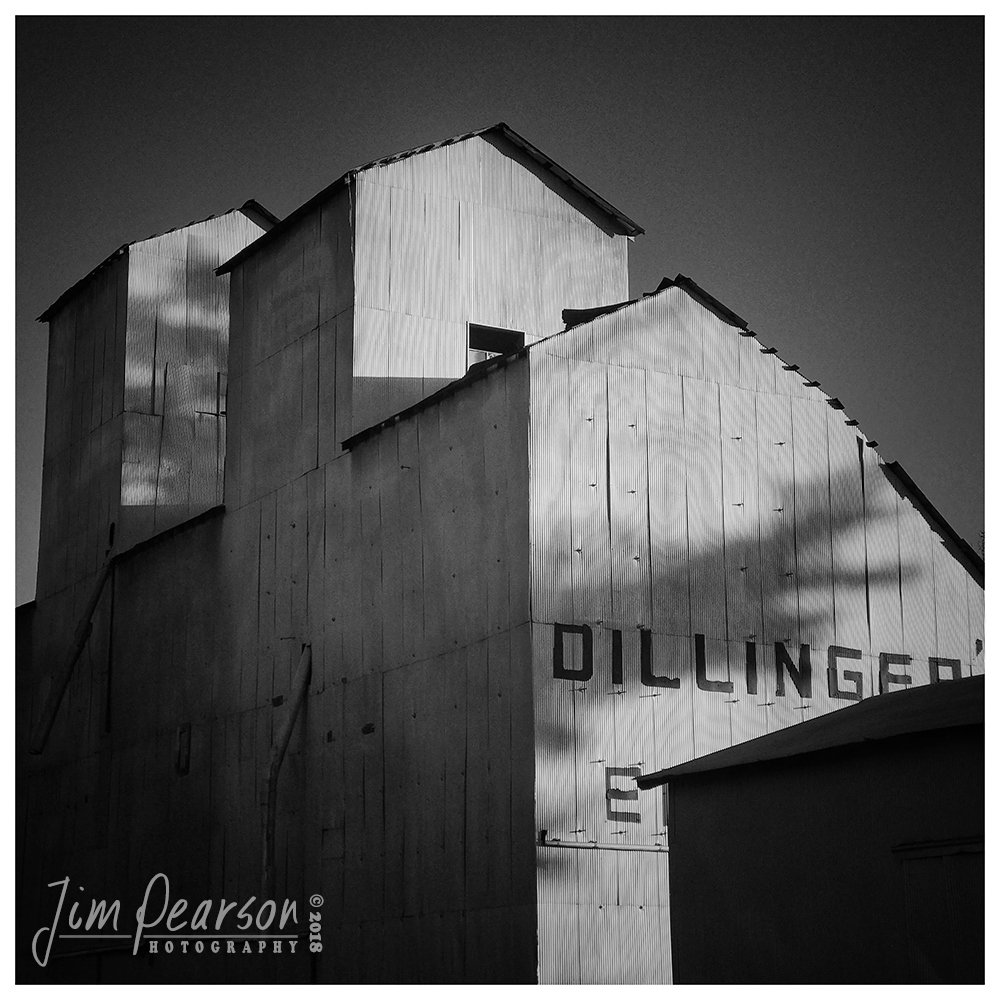 October 29, 2018 - Day 364 - iPhone 7 Plus Daily B/W Photo Challenge - Dillinger's - The light and shadows on this old grainery at Carbondale, Illinois make this picture!