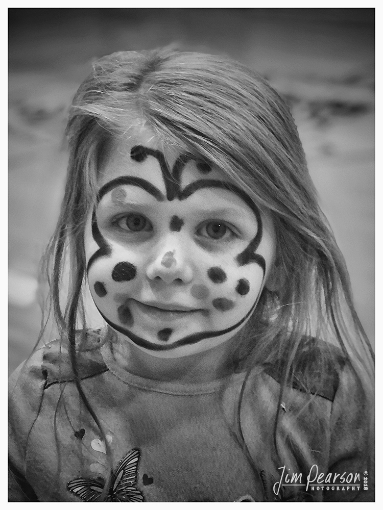 November 9, 2018 - Day 375 - iPhone 7 Plus Daily B/W Photo Challenge - Our Butterfly - Today's portrait is of my niece Elaina after she got her face painted like a butterfly tonight at her school's Fall Festival.