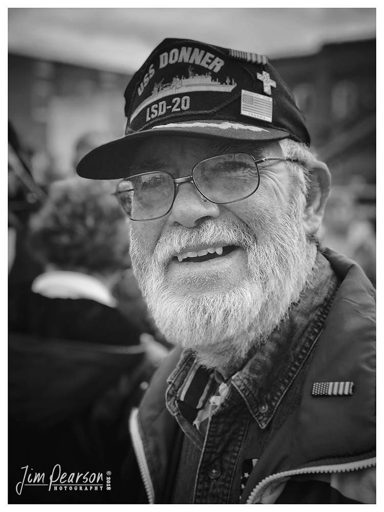 November 11, 2018 - Day 376 - iPhone 7 Plus Daily B/W Photo Challenge - Veteran's Day - I knew my B&W portrait today would be one of a Veteran, as it is Veterans Day after all. I attended our parade here in Madisonville, Ky, which is said to be the largest in the state, both as a Veteran myself and to watch my niece and nephews in their first parade. While there I found my portrait subject, Ralph D. Bruce, Senior Chief, USN, and grabbed this shot of him as we were chatting about his service, as we waited for the parade to begin.