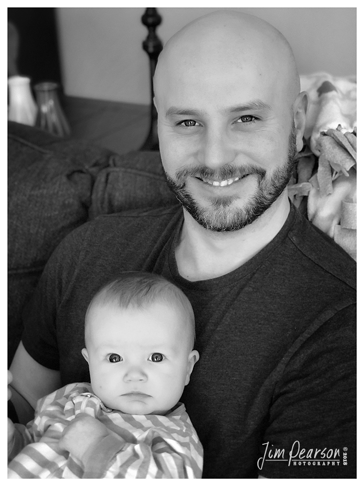 November 17, 2018 - Day 383 - iPhone 7 Plus Daily B/W Photo Challenge - Dad and son - Today's BW portrait is of my great-nephew Colt and his son Liam the day before Liam's baptism.