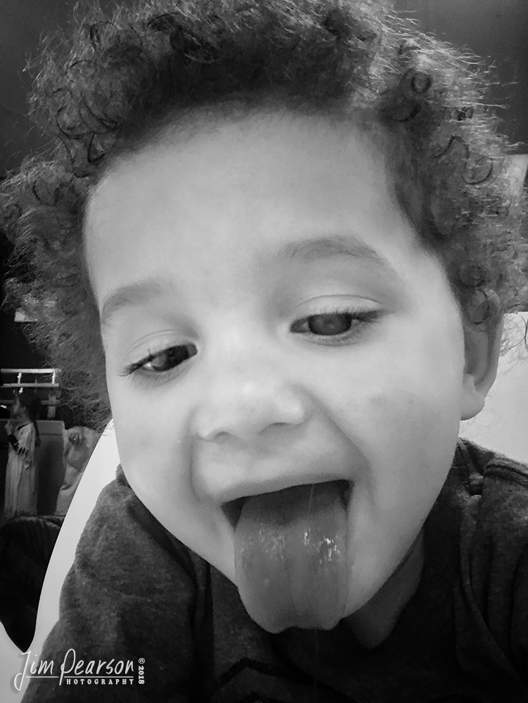 November 19, 2018 - Day 385 - iPhone 7 Plus Daily B/W Photo Challenge - Jeremiah - Today's BW portrait is of my great-great nephew Jeremiah hamming it up for the camera!