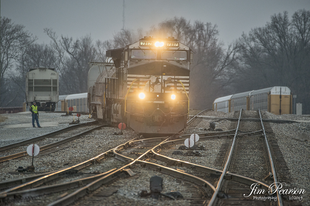 January 1, 2019 - The conductor on NS 167 keeps a watchful eye out as NS 7717 makes its way through the crossovers at the south end of the yard at Princeton, Indiana on it's way east along the NS Southern-East Dist- #jimstrainphotos #indianarailroads #trains #nikond800 #railroad #railroads #train #railways #railway #ns #nsrailway.