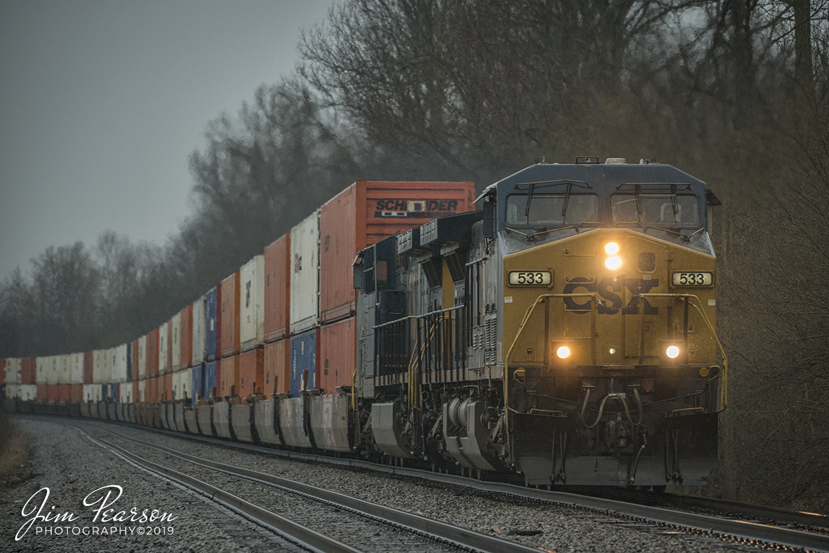February 23, 2019 - CSX intermodal Q028-22, with CSXT533 leading, heads north on the Henderson Subdivision at Slaughters, Ky. - #jimstrainphotos #kentuckyrailroads #trains #nikond800 #railroad #railroads #train #railways #railway #csx #csxrailroad