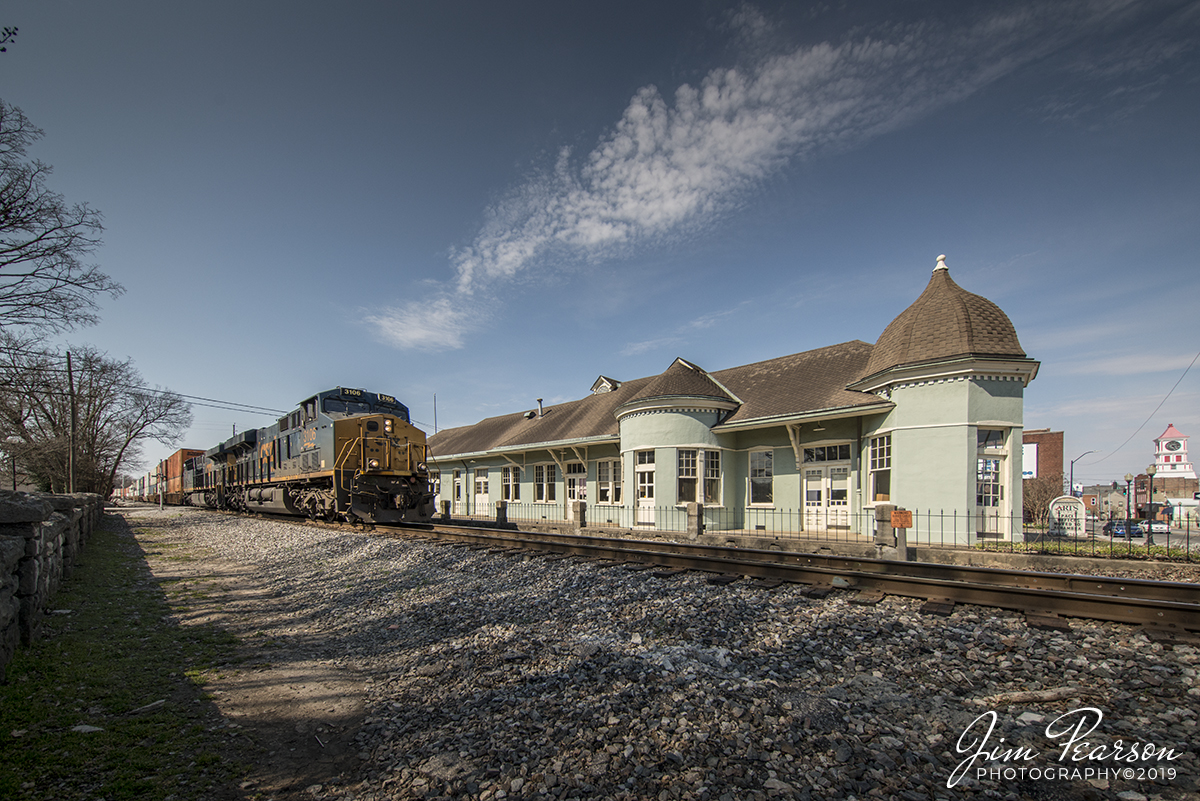 March 20, 2019 - A first! This is CSX Q028-19 shot with my new 11mm f/4 Irix lens today as it passed the old L&N Depot at Hopkinsville, Ky on its way north along the Henderson Subdivision. I'm really happy with the lens and a big shoutout to Michael E Pearson for his thoughts on the lens and for posting his inspiring shots with his! Can't wait to use it this weekend in Chicago! - #jimstrainphotos #kentuckyrailroads #trains #nikond800 #railroad #railroads #train #railways #railway #csx #csxrailroad