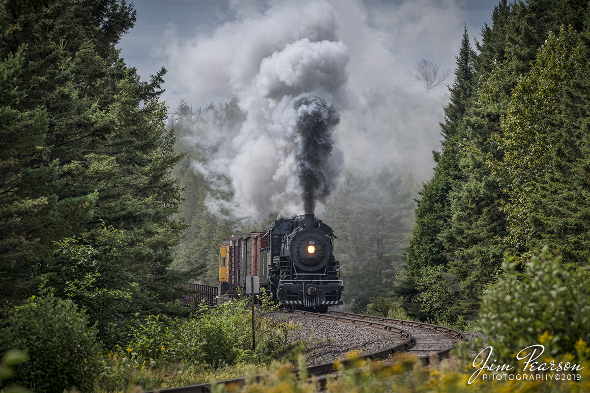 September 5, 2019 - Lake Superior Railroad Museum Duluth, Missabe & Iron Range 332 steam locomotive passes heads toward Palmers Siding on its way north to Twin Harbors from Duluth, Minnesota on the North Shore Scenic Railroad.

According to Wikipedia: Duluth & Northeastern 28 (also known as Duluth, Missabe & Iron Range 332) is a restored 2-8-0 (consolidation) locomotive built in 1906 by the Pittsburgh Works of American Locomotive Company in Pittsburgh, Pennsylvania. It was restored to operating condition by the Lake Superior Railroad Museum from 2011-2017, and now operates in excursion service on the North Shore Scenic Railroad.