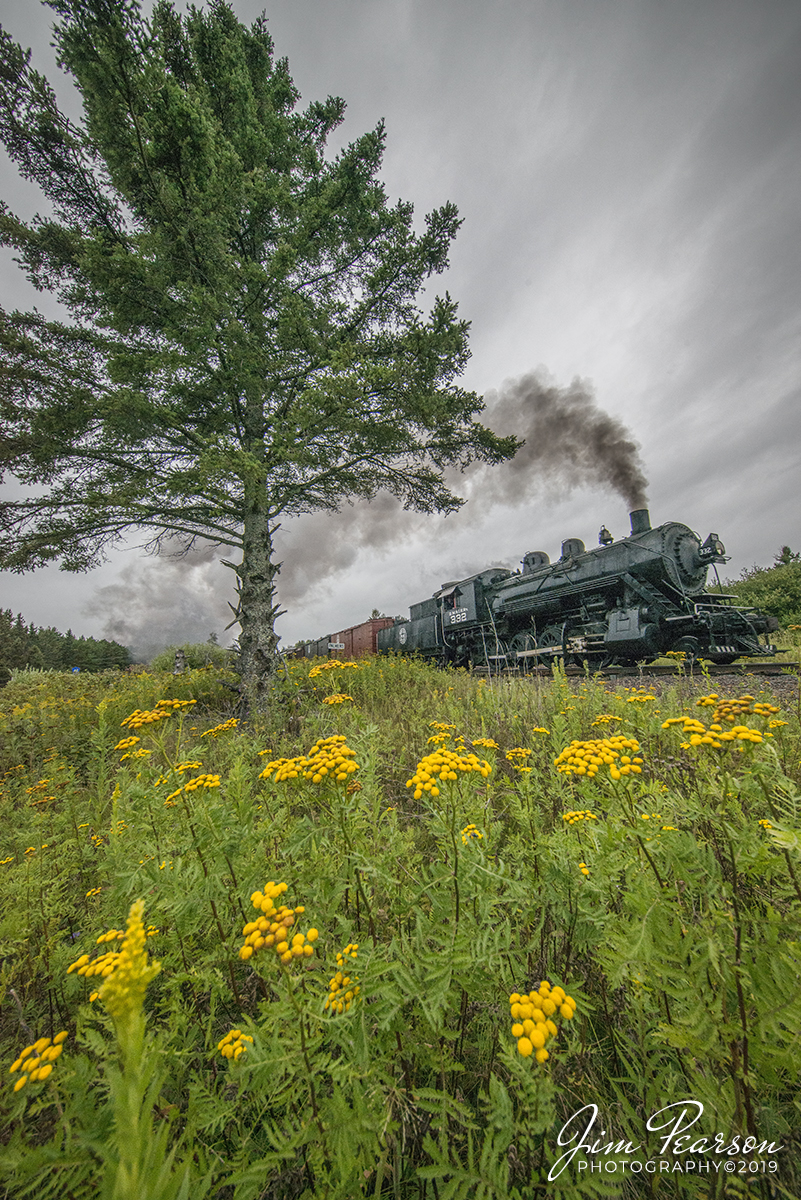 September 5, 2019 - Lake Superior Railroad Museum's Duluth, Missabe & Iron Range 332 steam locomotive passes Palmers Siding as it heads north toward Twin Harbors from Duluth, Minnesota on the North Shore Scenic Railroad.

According to Wikipedia: Duluth & Northeastern 28 (also known as Duluth, Missabe & Iron Range 332) is a restored 2-8-0 (consolidation) locomotive built in 1906 by the Pittsburgh Works of American Locomotive Company in Pittsburgh, Pennsylvania. It was restored to operating condition by the Lake Superior Railroad Museum from 2011-2017, and now operates in excursion service on the North Shore Scenic Railroad.