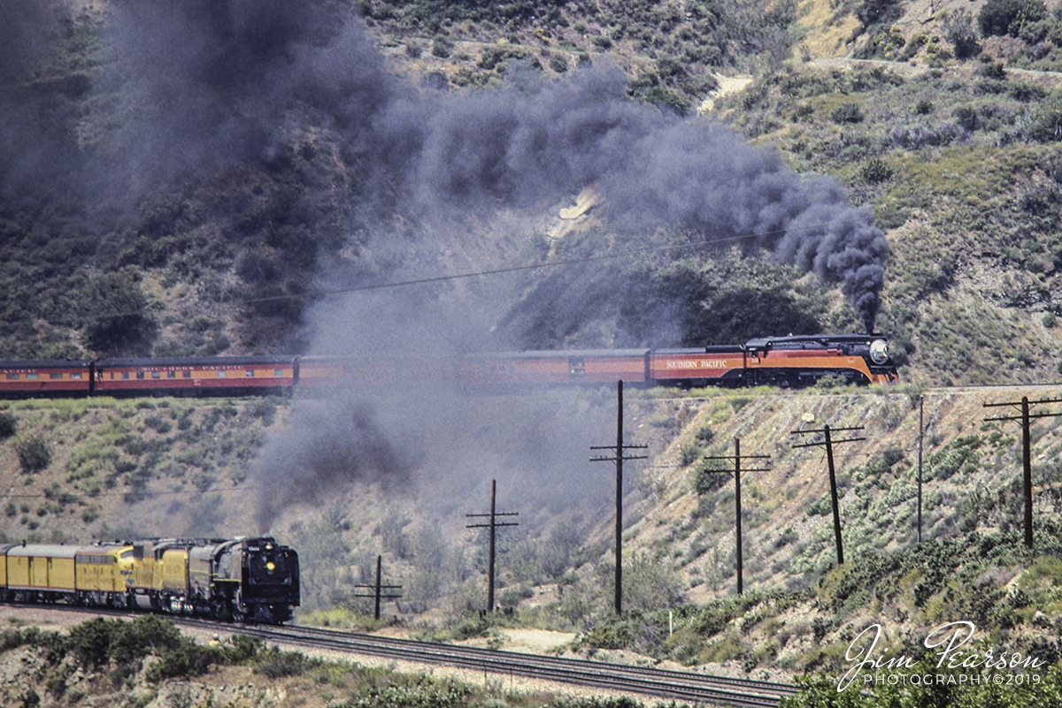 Blast From The Past - May 8, 1989  In my lifetime I've been blessed to travel and photograph trains from around the world including Southern Pacifics 4449 and Union Pacifics 8444 (now 844) as they headed up the Cajon Pass in southern California. This was after they were on display for the 50th Anniversary of Los Angeles Union Station in 1989. It was an amazing thing to watch, photograph and chase!
