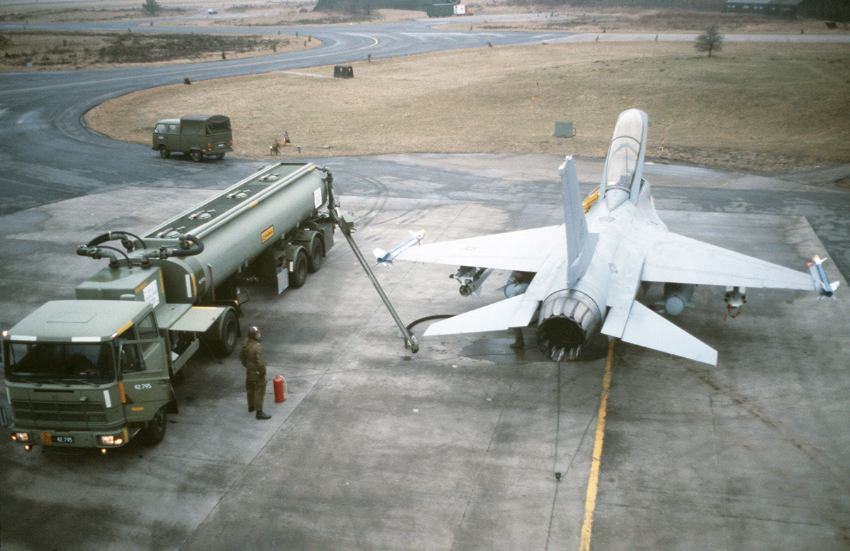 Blast From The Past - 1987 - An F-16 Fighting Falcon aircraft is refueled on the flight line during a training exercise on a Danish Air Base in Denmark during one of the annual Autumn Forge Joint Nation Military Exercises. This was one of the annual exercises that brought me back to Europe many times over my carrier where I was part of a military documentation team in Combat Camera. Our jobs were to document the military operations and provide imagery to the Joint Combat Camera Center located at the Pentagon. These images and video/motion picture footage were used to brief at the Pentagon, the White House and document the history of the military overall. Selected imagery was also release by the Office of the Assistant Secretary of Defense to the general news media. -  USAF Photo by SSgt. James R. Pearson