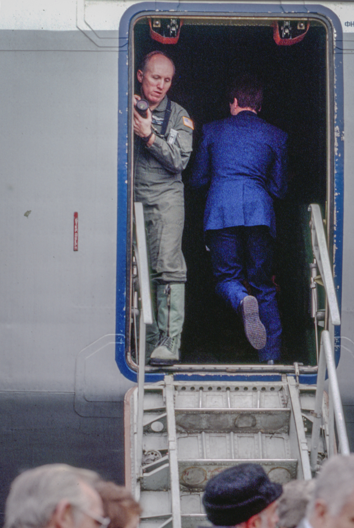 Blast From The Past  Fall-Winter 1992  In this photograph Im standing in the doorway of a Russian Antonov AN-124 aircraft (then considered the largest cargo aircraft in Russias fleet), covering a humanitarian relief operation called Provide Hope. I was the photo editor for part of this operation covering operations between Italy and Russia. While much of the time I was reviewing and editing the photography shot my colleagues I was able to get out and cover some of the operations myself. 
On this mission we flew on the 124 into Moscow where I spent a couple days covering food distribution to orphanages, hospitals and other locations in outlying areas. 

According to Wikipedia: "Provide Hope" was a humanitarian operation conducted by the U.S. Air Force to provide medical equipment and food to former Soviet republics during their transition to capitalism.

Sixty-five C-5 and C-141 missions flew 2,363 short tons (2,144 t) of food and medical supplies to 24 locations in the Commonwealth of Independent States during the initial launch. Much of these supplies was left over from the buildup to the Persian Gulf War.

For nearly two weeks, US Air Force C-5As and C-141s delivered several hundred tons of emergency food, medicines, and medical supplies to all twelve new independent states of the former Soviet Union, not only to each capital city but also to several outlying cities, especially across Russia. 

Small teams of US personnel from various government agencies (On-Site Inspection Agency, USAID, and USDA) had been placed in each destination shortly before the deliveries, to coordinate with local officials and to monitor to the best extent possible that the deliveries reached the intended recipients (i.e., orphanages, hospitals, soup kitchens, and needy families).