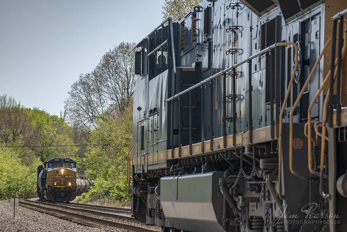 April 20, 2020 - The engineer on loaded grain CSX train G217, keeps his eyes on the track ahead at Oak Hill, between Mortons Gap and Nortonville, Ky, as his train meets Q502 as they both make their way along the Henderson Subdivision.