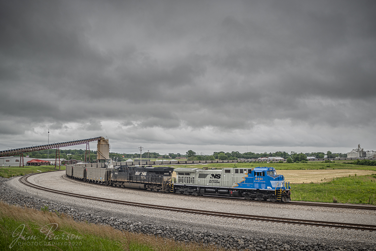 May 27, 2020 - Norfolk Southern Blue Swoosh 4001 leads an empty coal train into the loop at Alliance Coal under stormy skies over Princeton, Indiana.

Tech Info: Nikon D800, RAW, Sigma 24-70 @ 24mm, f/4, 1/640sec, ISO 100.
