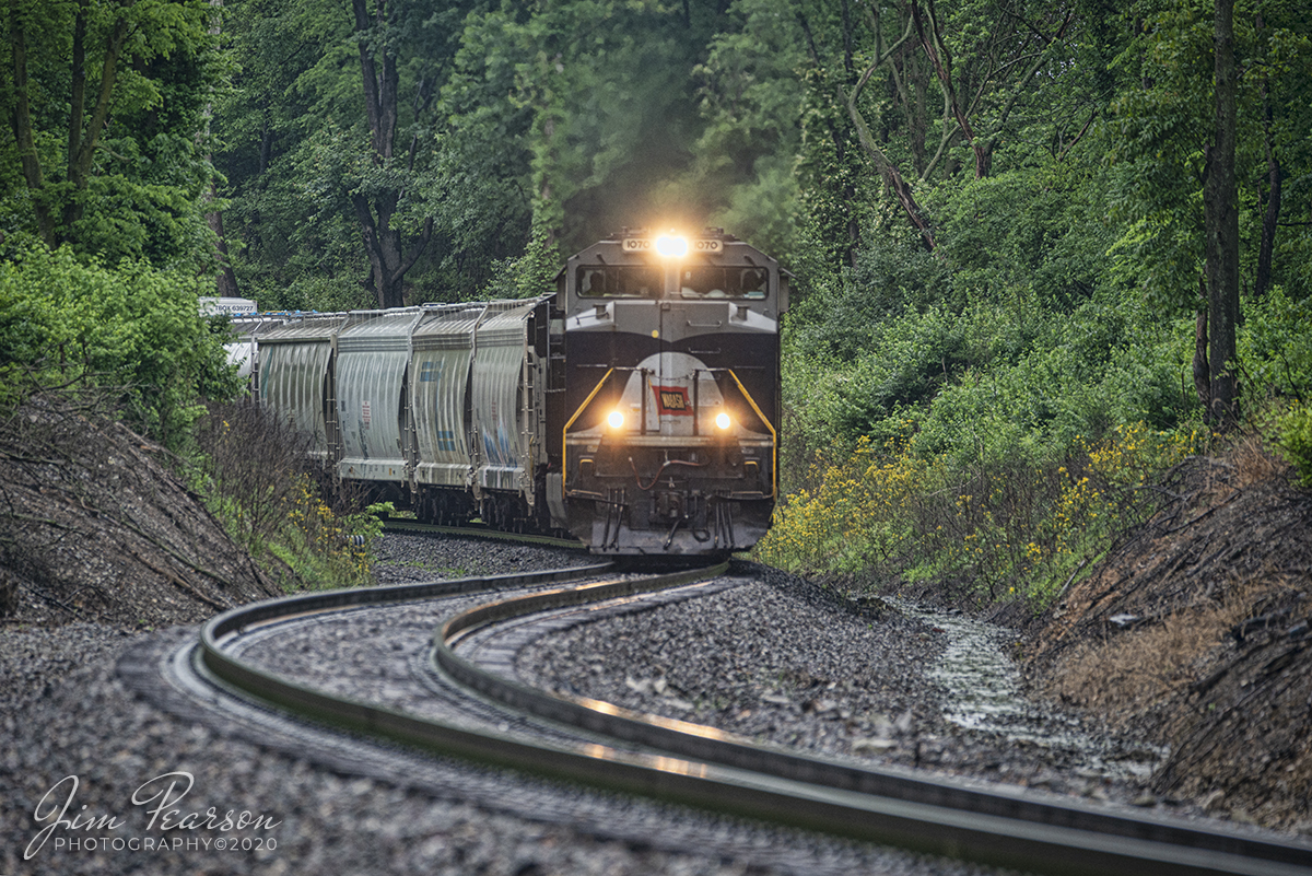 May 27, 2020 - Norfolk Southern Railway Wabash heritage unit 1070 enters the S curve at Wayne City, Illinois, as it leads NS 224 westbound on the NS Southern-West District. 

Tech Info: Nikon D800, RAW, Sigma 150-600 @ 350mm, f/5.6, 1/640sec, ISO 560.