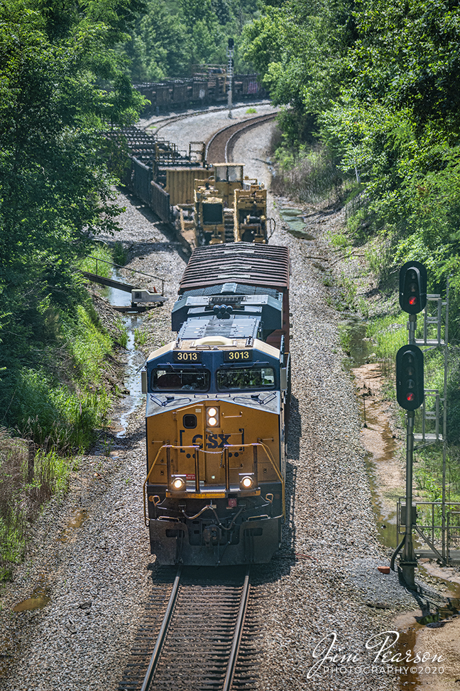 June 29, 2020 - I was in the middle of getting in my 10,000 steps for the day at Madisonville when I got a call from fellow railfan Cooper Smith, in Clarksville, TN, about CSX W016-27 heading north out of Hopkinsville, Kentucky on the Henderson Subdivision. So, I pulled out my iPhone and tuned into another railfan friend, Steve Miller's Broadcastify scanner feed for the Henderson Sub around Hopkinsville, as I crossed over the north Main Street bridge in Madisonville above the mainline through town, to keep track on it's move as I still was about 2 miles from my RAV4..

At this point since we'd only heard it on the scanner we figured it was another windmill turbine move, but another railfan friend, Tom Wortham was trackside on the Henderson Cutoff track and caught sight and photographed it and let us all know that it was a rail train, which I caught here coming through Arklow, back onto the main at Madisonville, Ky and chased it north to Henderson, Ky shooting videos of its move north to Effingham, IL.

So, this is what the railfan community is all about! Sharing information with other's in our community to allow all of us to pursue or passion for trains! Thanks guys!!

Tech Info: Full Frame Nikon D800, RAW, Sigma 150-600 @ 190mm, f/5.3, 1/1600, ISO 720.