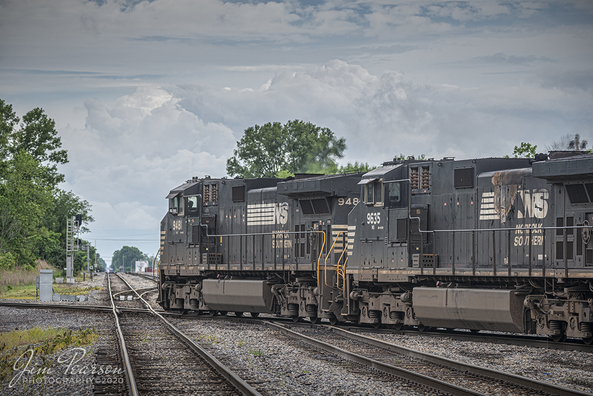 May 27, 2020 - Norfolk Southern crosses the diamonds on the CN Centralia Subdivision at Centralia, Illinois as NS 9481 & 9635 lead NS 223 eastbound on the NS Southern-East District.

Tech Info: Full Frame Nikon D800, RAW, Sigma 150-600 @ 150, f/5.6, 1/1000, ISO 500.