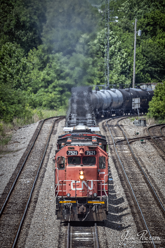 June 2, 2020 - Canadian National 7521 works on building a train at the south end of CN's Herrison Yard in Memphis Tennessee on the Yazoo Subdivision.

Tech Info: Full Frame Nikon D800, RAW, Sigma 150-600 @ 600mm. f/6.3, 1/1250, ISO 640.
