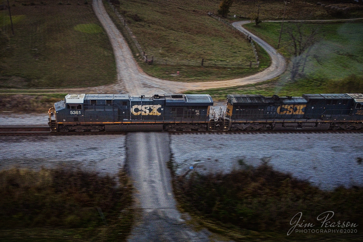Cross Roads

CSXT 5361 leads Q503 as it pulls away through the crossing at Romney as it heads south on the Henderson Subdivision from Nortonville, Kentucky on October 16, 2020 at dusk.

Tech Info: DJI Mavic Mini Drone, JPG, 4.5mm (24mm equivalent lens) f/2.8, 1/8, ISO 100.