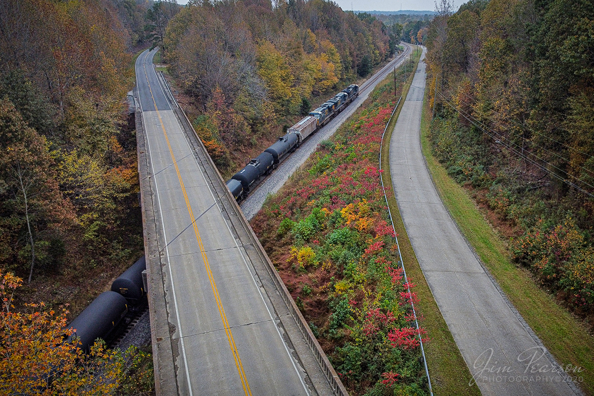 Northbound at Mortons Gap, Ky

CSX K443 passes under highway 41 as it heads north at Mortons Gap, Kentucky along the Henderson Subdivision amid the color of fall on October 26, 2020.

Tech Info: DJI Mavic Mini Drone, JPG, 4.5mm (24mm equivalent lens) f/2.8, 240, ISO 100.