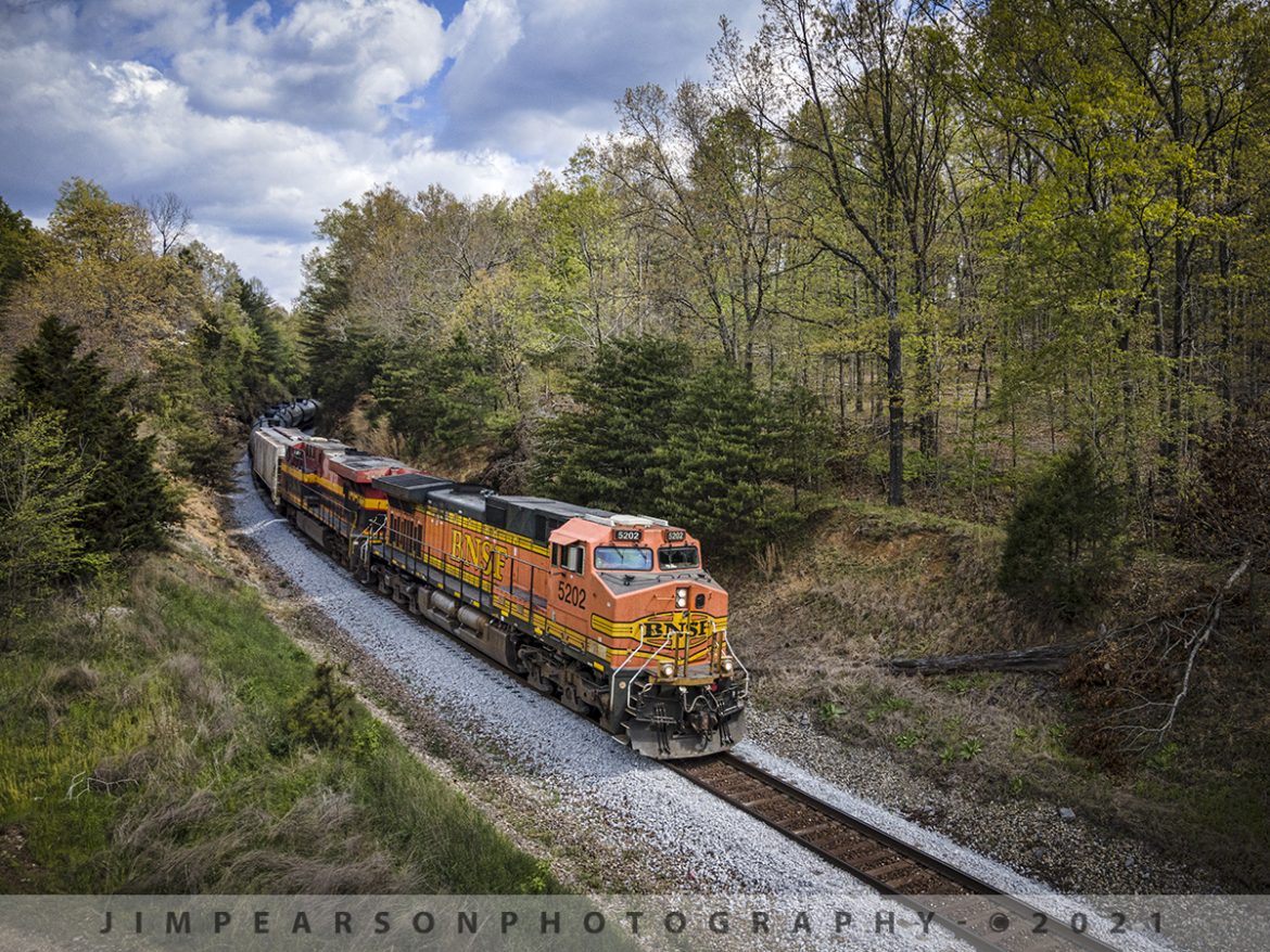 CSX K443 southbound through the Crofton Cut on the Henderson Subdivision

BNSF 5202 and KCS 4677 leading loaded ethanol train CSX K423 (Bensenville, IL (CP) - Tampa, FL) through the Crofton Cut, north of Crofton, Kentucky on April 22nd, 2021 as they head south on the Henderson Subdivision.

Tech Info: DJI Mavic Air 2 Drone, RAW, 4.5mm (24mm equivalent lens) f/2.8, 1/640, ISO 100.