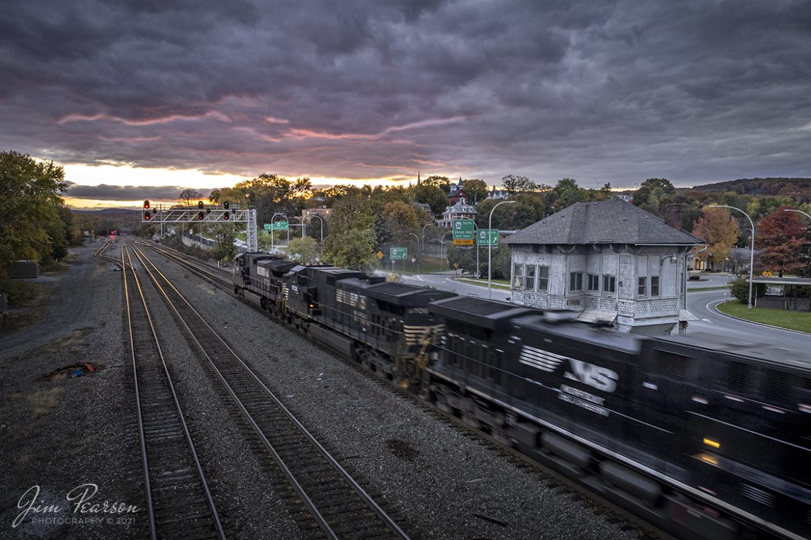 Norfolk Southern 9629 leads an intermodal train as they chase the sun west past the Alto Tower next to the 17th Street overpass at Altoona, Pennsylvania as they head west on the Norfolk Southern Pittsburgh Line on November 3rd, 2021.

Alto tower went vacant for the first time in over 97 years back on June 16th, 2012 when signal crews shifted the authority from the Alto control operator to a NS train dispatcher, according to a NEWSWIRE report by TRAINS Magazine.

Tech Info: DJI Mavic Air 2S Drone, RAW, 22mm, f/2.8, 1/40, ISO 110.

#trainphotography #railroadphotography #trains #railways #dronephotography #trainphotographer #railroadphotographer #jimpearsonphotography