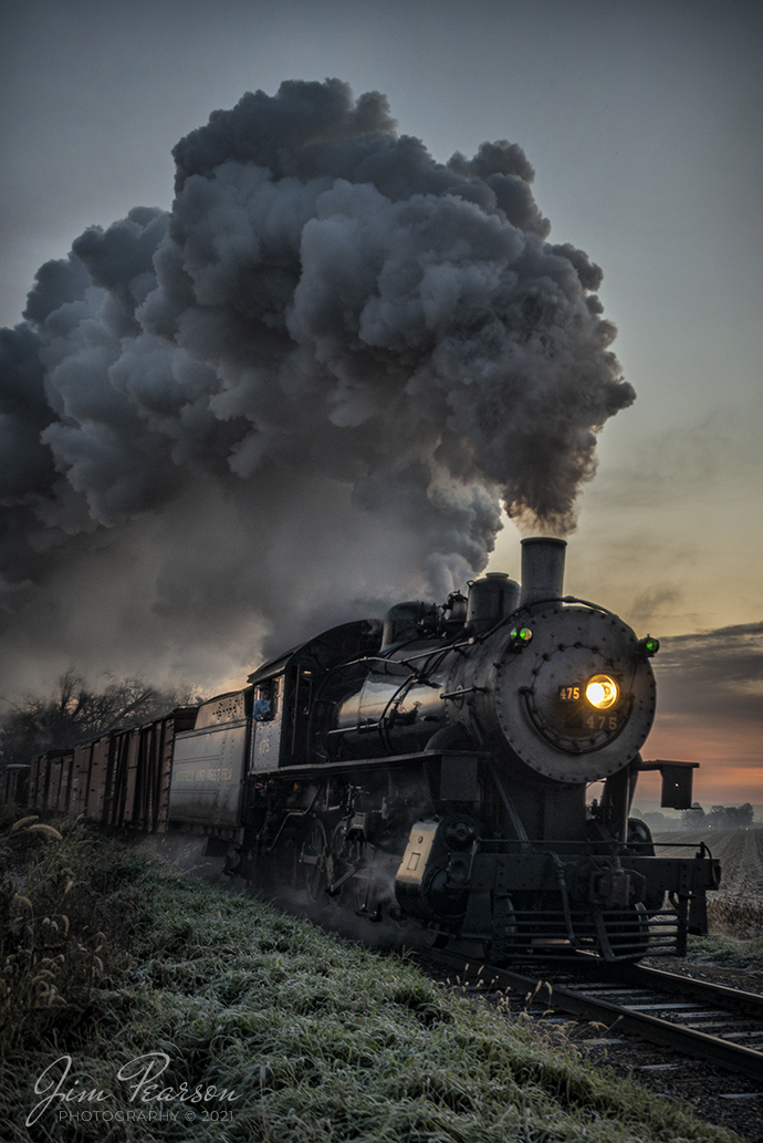 Norfolk and Western 475 heads west on the Strasburg Railroad at dawn as the cold November air produces a spectacular show of steam trailing, as the train approaches the Esbenshade Road Crossing on November 7th, 2021, at Strasburg, Pennsylvania. 

According to Wikipedia: Strasburg Railroad (Norfolk and Western) No. 475 is a 4-8-0 "Mastodon" type steam locomotive owned and operated by the Strasburg Rail Road outside of Strasburg, Pennsylvania. Built by the Baldwin Locomotive Works in June 1906, it was part of the Norfolk and Western's first order of M class numbered 375-499. Today, No. 475 is the only operating 4-8-0 type in North America and the Strasburg Rail Road's oldest operating steam locomotive.

Tech Info: Nikon D800, RAW, Sigma 24-70 @ 24mm, f/2.8, 1/250, ISO 360.

#trainphotography #railroadphotography #trains