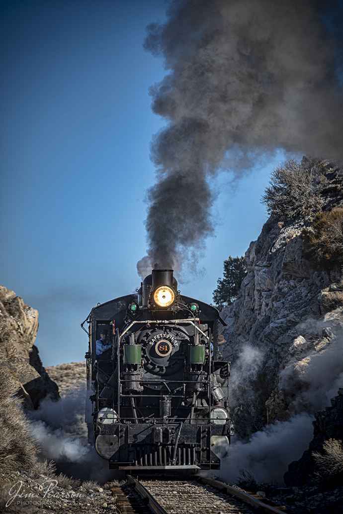 Nevada Northern Railway #81 makes its way through Moser Cut on the high line as it heads toward Ely, Nevada on February 13th, 2022 during the museums winter photo charter event.

Nevada Northern No. 81 is a "Consolidation" type (2-8-0) steam locomotive that was built for the Nevada Northern in 1917 by the Baldwin Locomotive Works in Philadelphia, PA, at a cost of $23,700. It was built for Mixed service to haul both freight and passenger trains on the Nevada Northern railway.

According to Wikipedia: The Nevada Northern Railway Museum is a railroad museum and heritage railroad located in Ely, Nevada and operated by a historic foundation dedicated to the preservation of the Nevada Northern Railway.

Tech Info: Nikon D800, RAW, Sigma 150-600mm @ 210mm, f/5.3, 1/1600, ISO 220.