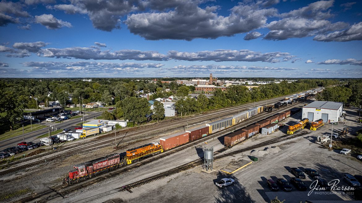 Chicago, Ft. Wayne and Eastern Railroad locomotives 5597 (ex CP Rail) and 2132 sit in their yard at Ft. Wayne, Indiana as they wait to depart the yard on September 22nd, 2022.
According to Wikipedia: The Chicago, Fort Wayne and Eastern Railroad (reporting mark CFE) is a short line railroad offering service from Tolleston, Indiana to Crestline, Ohio, United States over the former Fort Wayne Line of the Pennsylvania Railroad. It began operations in 2004 as a division of the Central Railroad of Indianapolis, under the overall corporate ownership of RailAmerica. CFE operates 273 miles of rail leased from CSX.
On July 23, 2012, Genesee & Wyoming Inc. announced that it intended to purchase RailAmerica in a deal valued at $1.39 billion.  Approval of the purchase was granted by the U.S. Surface Transportation Board on December 19, 2012, and ownership of the Chicago, Fort Wayne and Eastern was transferred to the G&W.

Tech Info: DJI Mavic Air 2S Drone, RAW, 22mm, f/2.8, 1/3000, ISO 100.

#trainphotography #railroadphotography #trains #railways #dronephotography #trainphotographer #railroadphotographer #jimpearsonphotography #indianatrains