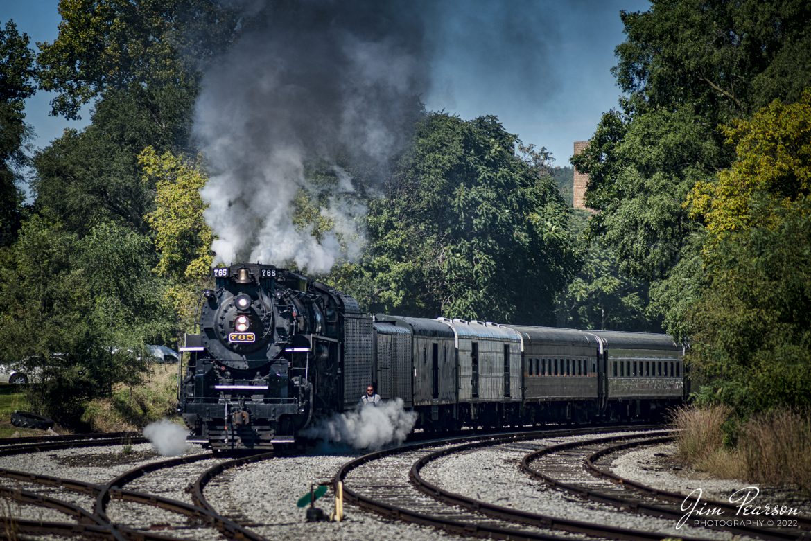 The conductor of the American History Train, being led by Nickel Plate Road (NKP) steam locomotive 765, works on turning its train on the Indiana Northeastern Railroad line at Hillsdale, Michigan on September 23rd, 2022.

NKP 765 was pulling the American History Train between Pleasant Lake from Angola, Indiana during the annual American History Days Festival on September 24-25th, 2022. It took guests back to the 1940s for a living history experience. The passengers then got a 45-minute layover at Pleasant Lake where they visited with WWII reenactors, listened to live music and much more.

Nickel Plate Road 765 is a class "S-2" 2-8-4 "Berkshire" type steam locomotive built for the New York, Chicago & St. Louis Railroad, commonly referred to as the "Nickel Plate Road".

Tech Info: Nikon D800, RAW Sigma 150-600 @220mm, f/5, 1/1600, ISO 250

#trainphotography #railroadphotography #trains #railways #dronephotography #trainphotographer #railroadphotographer #jimpearsonphotography