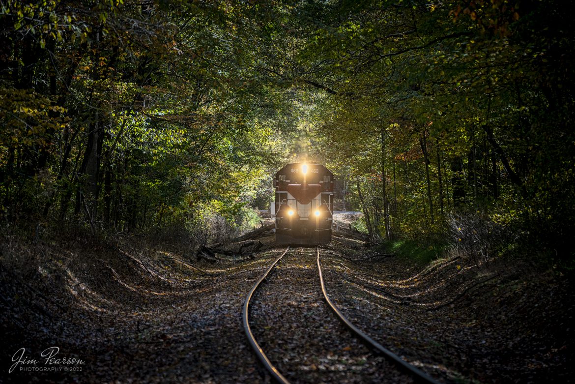 Hoosier Southern (HOS ) 468 leads the daily local as it heads south to perform interchange work from Norfolk Southern Railway at Lincoln City, Indiana on October 20th, 2022.

The railroad originally consisted of a 22.3-mile line between the Indiana communities of Cannelton and Santa Claus that the Port Authority purchased from Norfolk Southern in 1991. The line had been unused since the mid-1980s and Norfolk Southern was considering abandonment prior to the Port Authority's (PCPA) purchase.

PCPA's goal in obtaining and putting the Hoosier Southern line back into service was (and is) to attract new industry to Perry County. When Waupaca Foundry announced plans to build a facility just north of Tell City in 1995, the Port Authority undertook construction of a spur to that site. In 1996, an additional 2.4 miles of trackage between Santa Claus and Lincoln City was added to the HOS system. This trackage was also purchased from Norfolk Southern.

Combined with the Tell City River Port on the Ohio River at Tell City, the Hoosier Southern provides multimodal transportation to serve the needs of businesses in both Perry and Spencer counties.

Though the Hoosier Southern is no longer part of the Norfolk Southern system, it interchanges with the NS system at Lincoln City. NS gives HOS customers a direct connection to much of the eastern United States, with lines to such centers of commerce as Kansas City, Missouri and Louisville, Kentucky.
Tech Info: Nikon D800, RAW, Sigma 150-600mm @ 190mm, f/5.3, 1/2000, ISO 1250.

#trainphotography #railroadphotography #trains #railways #jimpearsonphotography #trainphotographer #railroadphotographer #shortlinerailroad #indiananortheasternrailroad