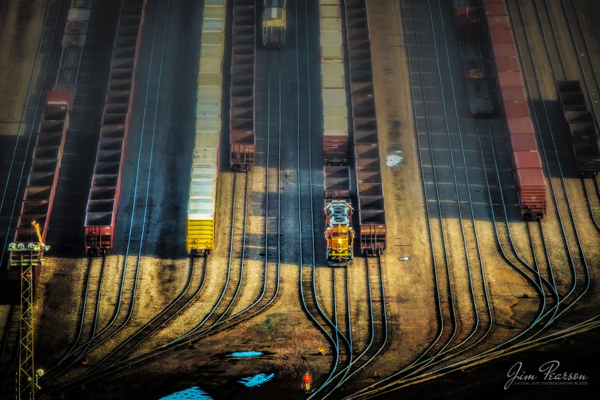 A Digital Art Piece - September 4, 2019 - A BNSF local works on picking up cars at BNSF's Rices Point Yard in Duluth, Minnesota.