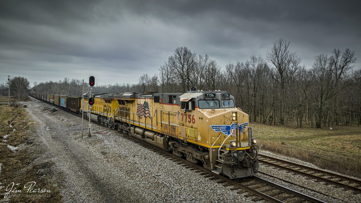 Union Pacific Railroad 7756 leads as it heads north on CSX B426, at Breton, Ky with an empty coke train on the CSX Henderson Subdivision on March 22nd, 2023, bound for another load at Proviso, IL (UP). This train is returning from its run to Calvert City, Ky loadout, via the Paducah and Louisville Railway to drop off a load of coke.

Tech Info: DJI Mavic 3 Classic Drone, RAW, 24mm, f/2.8, 1/1000, ISO 190.

#trainphotography #railroadphotography #trains #railways #dronephotography #trainphotographer #railroadphotographer #jimpearsonphotography #kentuckytrains #csx #csxrailway #csxhendersonsubdivision #BretonKy #mavic3classic #drones #trainsfromtheair #trainsfromadrone