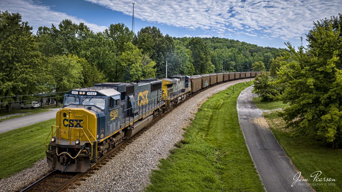 CSXT 4565 leads an empty coal train E904 as it heads north trough Mortons Gap, Kentucky on August 14th, 2023, along the Henderson Subdivision. E904 runs between Pennroyal, SC and Evansville, IN where it’s handed off to the Evansville Western Railway for loading at Sugar Camp Mine in Illinois.

Tech Info: DJI Mavic 3 Classic Drone, RAW, 24mm, f/2.8, 1/3200, ISO 230.

#trainphotography #railroadphotography #trains #railways #dronephotography #trainphotographer #railroadphotographer #jimpearsonphotography #trains #mavic3classic #drones #trainsfromtheair #trainsfromadrone #CSXHendersonSubdivision #trentonky #kentuckytrains