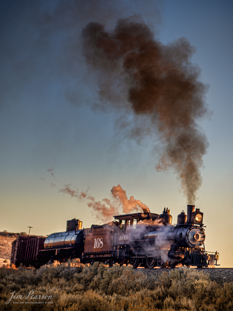 Cumbres & Toltec Scenic Railroad steam locomotive D&RGW 168 approaches Ferguson's Trestle at MP 285.87 at sunrise as it heads to Osier, Colorado, during a photo charter by Dak Dillon Photography on October 20th, 2023.

According to their website: the Cumbres & Toltec Scenic Railroad is a National Historic Landmark.  At 64-miles in length, it is the longest, the highest and most authentic steam railroad in North America, traveling through some of the most spectacular scenery in the Rocky Mountain West.

Owned by the states of Colorado and New Mexico, the train crosses state borders 11 times, zigzagging along canyon walls, burrowing through two tunnels, and steaming over 137-foot Cascade Trestle. All trains steam along through deep forests of aspens and evergreens, across high plains filled with wildflowers, and through a rocky gorge of remarkable geologic formations. Deer, antelope, elk, fox, eagles and even bear are frequently spotted on this family friendly, off-the grid adventure.

Tech Info: Nikon D810, RAW, Sigma 24-70 @ 70mm, f/3.2, 1/320, ISO 64.

#railroad #railroads #train #trains #bestphoto #railroadengines #picturesoftrains #picturesofrailway #bestphotograph #photographyoftrains #trainphotography #JimPearsonPhotography #steamtrains #trending #cumbresandtoltechrailroad