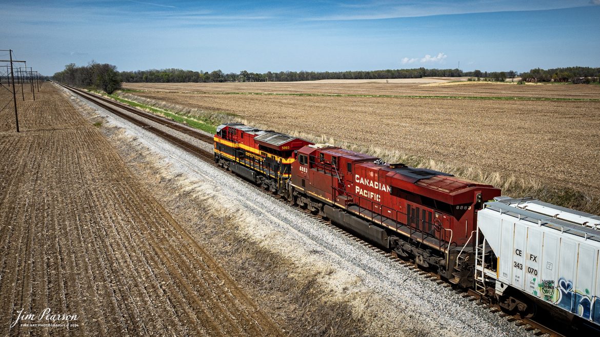 KCS 5003 and CP 8883 lead CSX B622 as they pull into the siding at the south end of Rankin, Ky with a empty ethanol train, where they waited for another northbound to pass them, as they make their way north on April 8th, 2024, on the CSX Henderson Subdivision.

Tech Info: DJI Mavic 3 Classic Drone, RAW, 22mm, f/2.8, 1/1250, ISO 100.