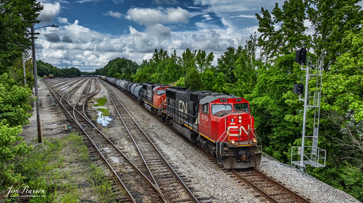 Canadian National 5775 leads M503 as they head out of the south end of CSX’s Atkinson Yard at Madisonville, Kentucky on June 14th, 2025, along the CSX Henderson Subdivision. I’m not totally sure, but I think this is a combined ethanol and mixed freight move as CSX had been running a lot of combined trains lately.

Tech Info: DJI Mavic 3 Classic Drone, RAW, 24mm, f/2.8, 1/2500, ISO 280.

#railroad #railroads #train, #trains #railway #railway #steamtrains #railtransport #railroadengines #picturesoftrains #picturesofrailways #besttrainphotograph #bestphoto #photographyoftrains #bestsoldpicture #JimPearsonPhotography #trainsfromtheair #trainsfromadrone #csxhendersonsubdivision #onecsx #canadiantrains