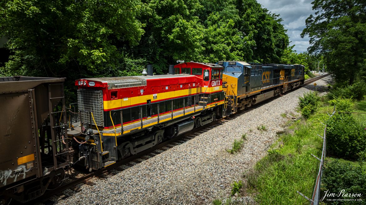 CSX local L391 heads for CSX Atkinson Yard with a GMTX 1500 switcher in tow at Madisonville, Kentucky on their way north on June 16th, 2025, on the CSX Henderson Subdivision. 

Tech Info: DJI Mavic 3 Classic Drone, RAW, 24mm, f/2.8, 1/1600, ISO 140.

#railroad #railroads #train, #trains #railway #railway #steamtrains #railtransport #railroadengines #picturesoftrains #picturesofrailways #besttrainphotograph #bestphoto #photographyoftrains #bestsoldpicture #JimPearsonPhotography #Brightline #passengertrains #trainsfromtheair #trainsfromadrone