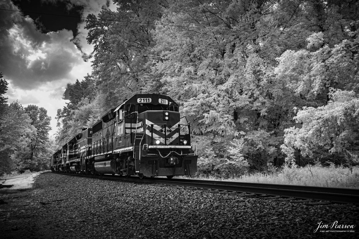 In this week’s Saturday Infrared photo, we catch Paducah and Louisville Railway 2111 as it leads local WW1 north at Richland, Kentucky, on July 10th, 2025, on the Paducah and Louisville Railway.

According to Wikipedia: The Paducah & Louisville Railway is a Class II railroad that operates freight service between Paducah and Louisville, Kentucky. The line is located entirely within the Commonwealth of Kentucky. The 270-mile line was purchased from Illinois Central Gulf Railroad in August of 1986.

Tech Info: Fuji, RAW, Nikon 10-24 @ 24mm, f/4.5, 1/1000, ISO 400.

#railroad #railroads #train, #trains #railway #railway #railtransport #railroadengines #picturesoftrains #picturesofrailways #besttrainphotograph #bestphoto #photographyoftrains #bestsoldpicture #JimPearsonPhotography #pal #shortlinerailroad #irphotography